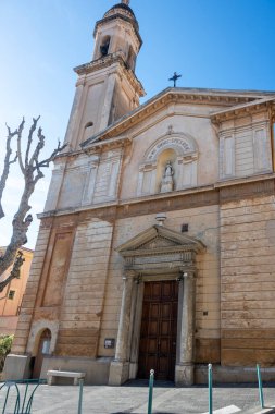 MENTON, FRANCE - 27 Ocak 2024: Menton, Provence Alpes-Cote d 'Azur, Fransa' nın panoramik manzarası