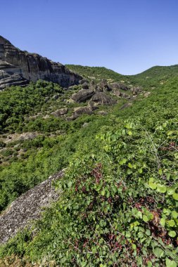 Meteora Manastırları, Teselya, Yunanistan 'ın Bahar Panoramik Manastırı