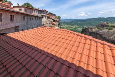 Meteora Manastırları, Teselya, Yunanistan 'ın Bahar Panoramik Manastırı