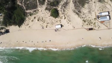 Bulgaristan 'ın Burgaz Bölgesi Sozopol yakınlarındaki Smokinya Plajı' nın hava manzarası 