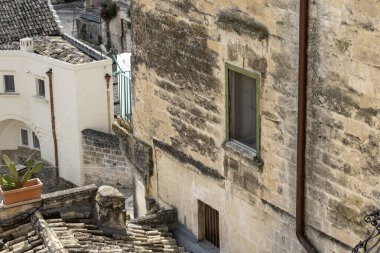 Matera 'nın muhteşem manzarası, Basilicata Bölgesi, İtalya