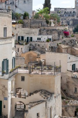 Matera 'nın muhteşem manzarası, Basilicata Bölgesi, İtalya