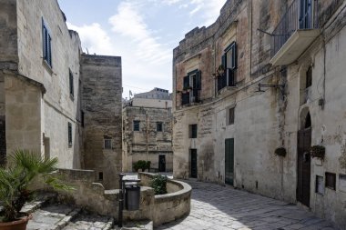 Matera 'nın muhteşem manzarası, Basilicata Bölgesi, İtalya