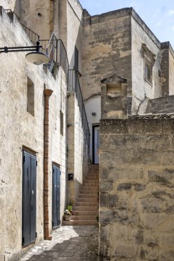 Matera 'nın muhteşem manzarası, Basilicata Bölgesi, İtalya