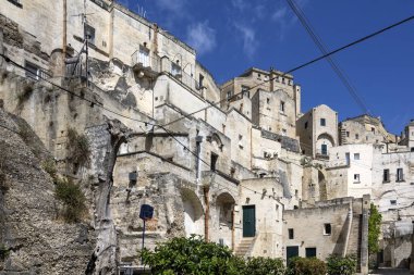 Matera 'nın muhteşem manzarası, Basilicata Bölgesi, İtalya