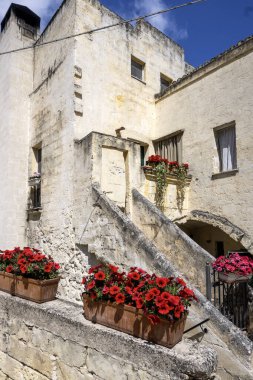 Matera 'nın muhteşem manzarası, Basilicata Bölgesi, İtalya