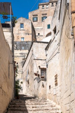 Matera 'nın muhteşem manzarası, Basilicata Bölgesi, İtalya