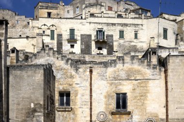 Matera 'nın muhteşem manzarası, Basilicata Bölgesi, İtalya