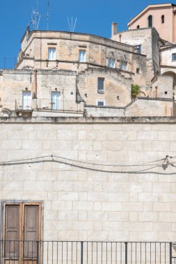 Matera 'nın muhteşem manzarası, Basilicata Bölgesi, İtalya