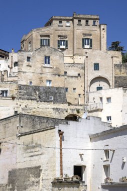 Matera 'nın muhteşem manzarası, Basilicata Bölgesi, İtalya