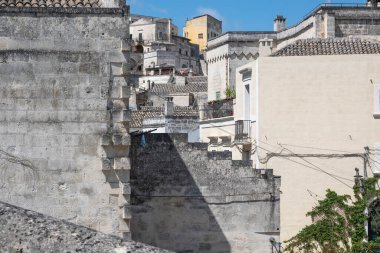Matera 'nın muhteşem manzarası, Basilicata Bölgesi, İtalya