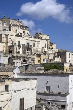 Matera 'nın muhteşem manzarası, Basilicata Bölgesi, İtalya