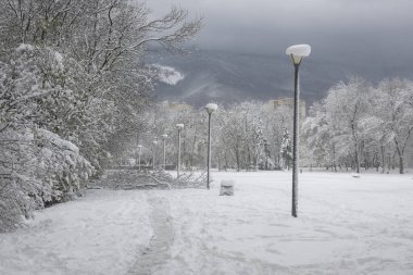 Bulgaristan 'ın Sofya kentindeki South Park' ın şaşırtıcı kış manzarası