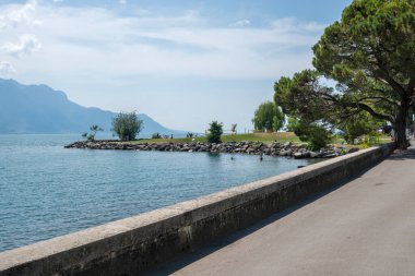 MONTREUX, SWitzERLAND - 19 Haziran 2023: Montreux, Vaud Kantonu, İsviçre Yaz Panoraması