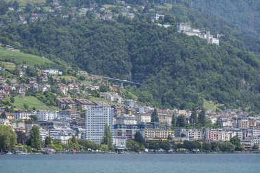 MONTREUX, SWitzERLAND - 19 Haziran 2023: Montreux, Vaud Kantonu, İsviçre Yaz Panoraması