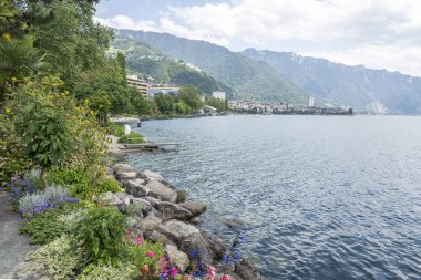 MONTREUX, SWitzERLAND - 19 Haziran 2023: Montreux, Vaud Kantonu, İsviçre Yaz Panoraması