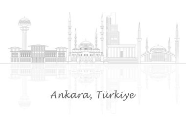 Ankara, Türkiye 'nin Skyline panoraması - vektör illüstrasyonu