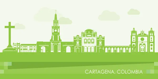 stock vector Green Skyline panorama of city of Cartagena, Colombia - vector illustration