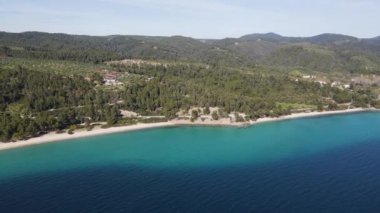 Nikitis Sahili yakınlarındaki Sithonia kıyı şeridi, Chalkidiki, Orta Makedonya, Yunanistan