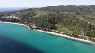 Nikitis Sahili yakınlarındaki Sithonia kıyı şeridi, Chalkidiki, Orta Makedonya, Yunanistan