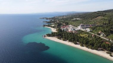 Nikitis Sahili yakınlarındaki Sithonia kıyı şeridi, Chalkidiki, Orta Makedonya, Yunanistan