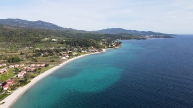 Nikitis Sahili yakınlarındaki Sithonia kıyı şeridi, Chalkidiki, Orta Makedonya, Yunanistan