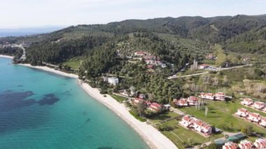 Nikitis Sahili yakınlarındaki Sithonia kıyı şeridi, Chalkidiki, Orta Makedonya, Yunanistan