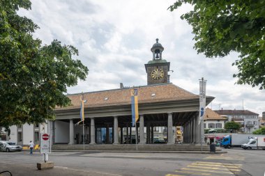 VEVEY, SWitzERLAND - 19 Haziran 2023: Vevey ve Cenevre Gölü, Vaud Kantonu, İsviçre