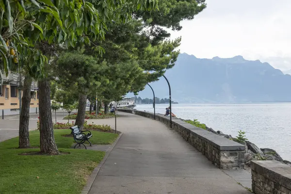 VEVEY, SWitzERLAND - 19 Haziran 2023: Vevey ve Cenevre Gölü, Vaud Kantonu, İsviçre