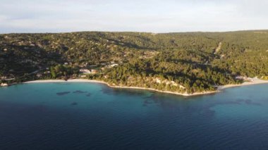 Koviou Sahili yakınlarındaki Sithonia kıyı şeridi, Chalkidiki, Orta Makedonya, Yunanistan