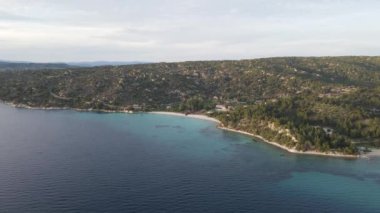 Koviou Sahili yakınlarındaki Sithonia kıyı şeridi, Chalkidiki, Orta Makedonya, Yunanistan