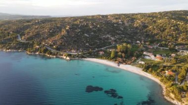 Koviou Sahili yakınlarındaki Sithonia kıyı şeridi, Chalkidiki, Orta Makedonya, Yunanistan