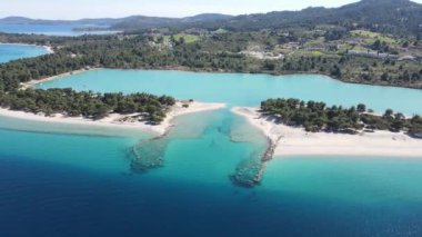 Lagoon Sahili yakınlarındaki Kassandra kıyı şeridi, Chalkidiki, Orta Makedonya, Yunanistan