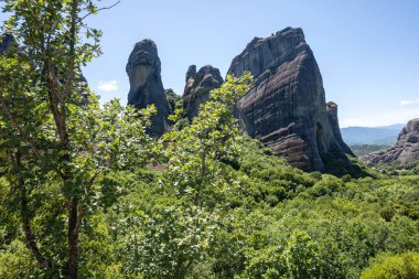 Meteora Manastırları, Teselya, Yunanistan 'ın Bahar Panoramik Manastırı