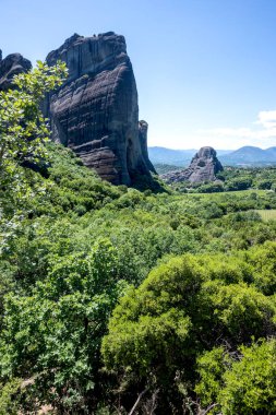 Meteora Manastırları, Teselya, Yunanistan 'ın Bahar Panoramik Manastırı