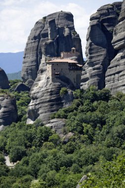 Meteora Manastırları, Teselya, Yunanistan 'ın Bahar Panoramik Manastırı