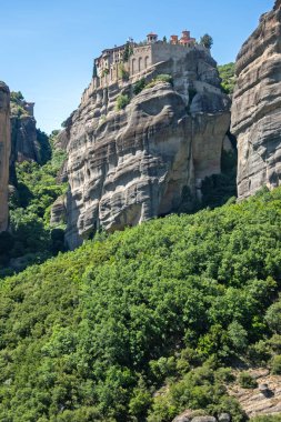 Meteora Manastırları, Teselya, Yunanistan 'ın Bahar Panoramik Manastırı