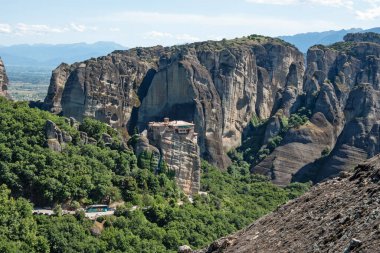 Spring Panoramic view of Meteora Monasteries, Thessaly, Greece clipart