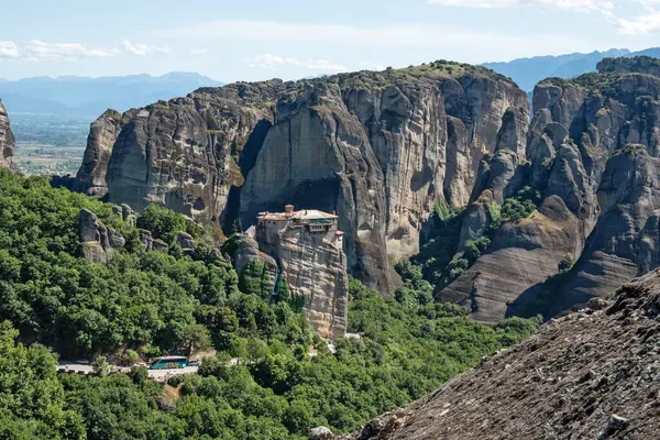 stock image Spring Panoramic view of Meteora Monasteries, Thessaly, Greece