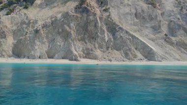Lefkada, İyon Adaları, Yunanistan 'ın kıyı şeridinin inanılmaz panoramik manzarası