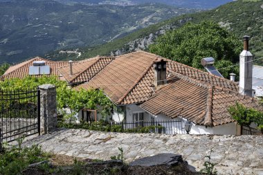 Tarihsel Ampelakia Köyü Panorama, Larissa, Teselya, Yunanistan