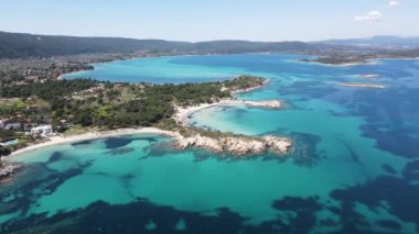 Karydi Sahili yakınlarındaki Sithonia kıyı şeridi, Chalkidiki, Orta Makedonya, Yunanistan