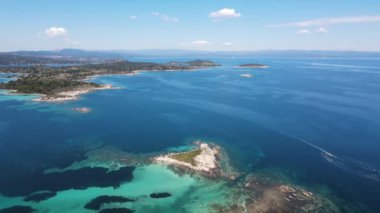 Karydi Sahili yakınlarındaki Sithonia kıyı şeridi, Chalkidiki, Orta Makedonya, Yunanistan