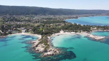 Karydi Sahili yakınlarındaki Sithonia kıyı şeridi, Chalkidiki, Orta Makedonya, Yunanistan