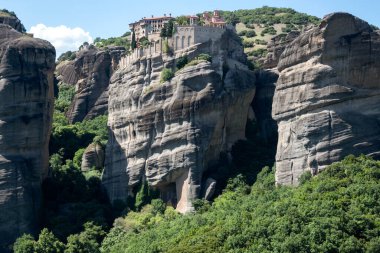 Meteora Manastırları, Teselya, Yunanistan 'ın Bahar Panoramik Manastırı