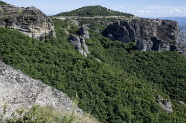 Meteora Manastırları, Teselya, Yunanistan 'ın Bahar Panoramik Manastırı