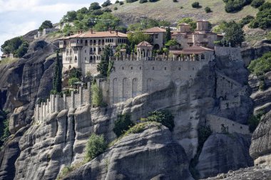 Meteora Manastırları, Teselya, Yunanistan 'ın Bahar Panoramik Manastırı