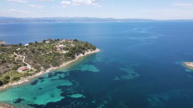 Lagonisi Sahili yakınlarındaki Sithonia kıyı şeridi, Chalkidiki, Orta Makedonya, Yunanistan