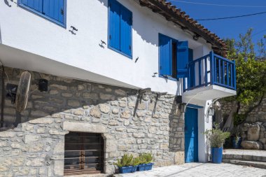 Afytos, Kassandra, Chalkidiki, Orta Makedonya ve Yunanistan 'ın Tarihi Kenti Panorama