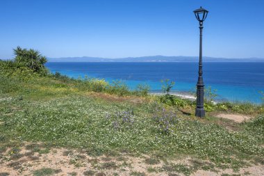 Afytos, Kassandra, Chalkidiki, Orta Makedonya ve Yunanistan 'ın Tarihi Kenti Panorama